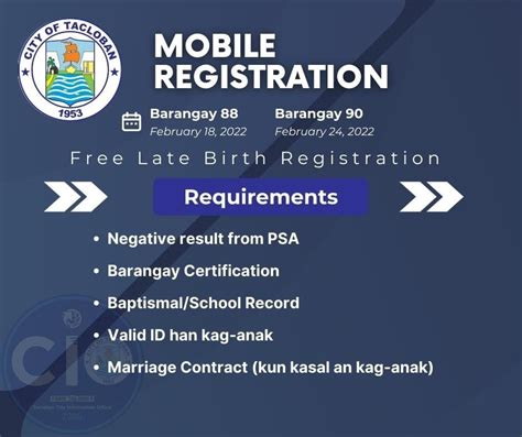 Tacloban CCRO offers free live birth registration in February.
